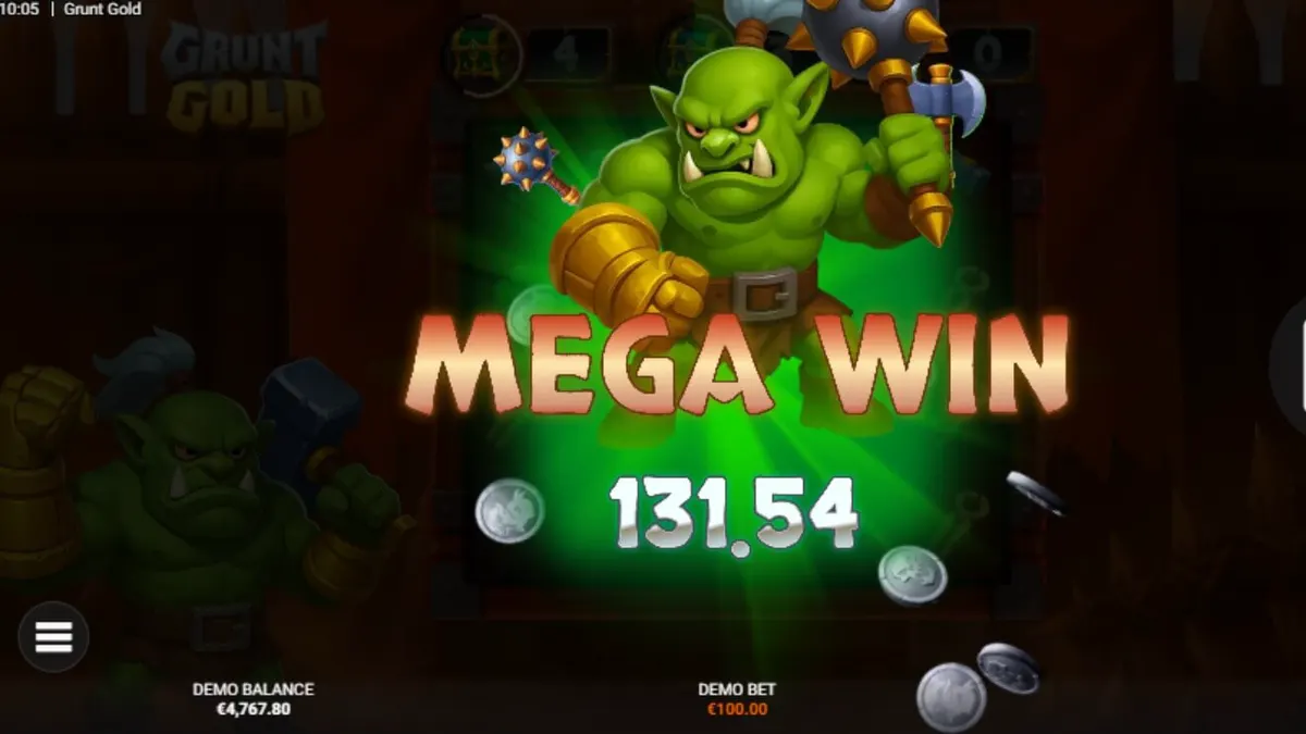 Tampilan visual slot Grunt Gold dengan tema orc dan harta karun