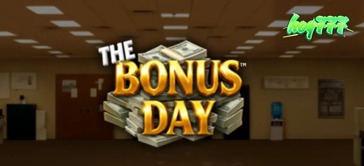 Tampilan layar permainan slot The Bonus Day dengan tema kantor yang ceria